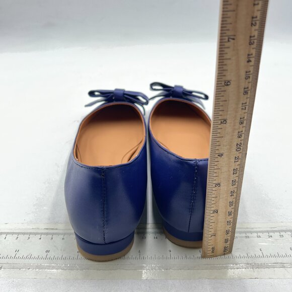 FSJ Purple Pointed Toe Loafers for Women Block Low Heel Bowknot Pump Office Shoe - Picture 5 of 8